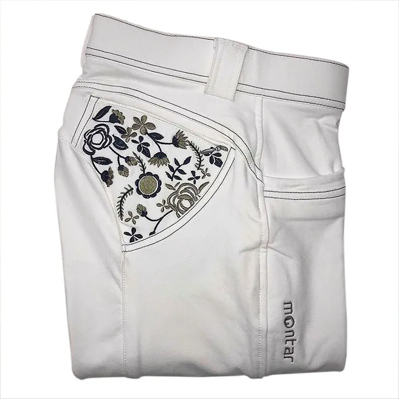 Montar Alina Ladies Full Silicone Seat Breeches - White 